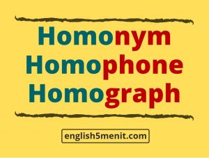 Homonym, homophone, homograph, bahasa Inggris